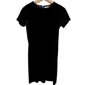 MICHAEL MICHAEL KORS Black Metallic Velour Crew Neck Mini Dress Size XS
